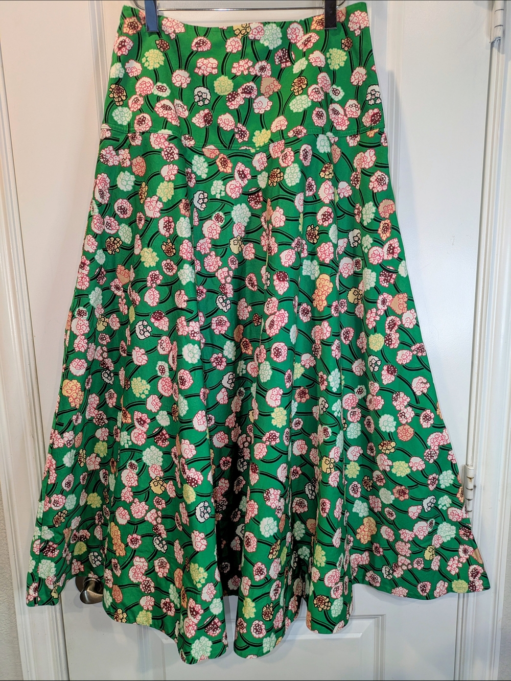 ME+EM Green Floral Cotton Maxi Skirt Full Circle A-Line Size US 6 UK 10 - Picture 2 of 10